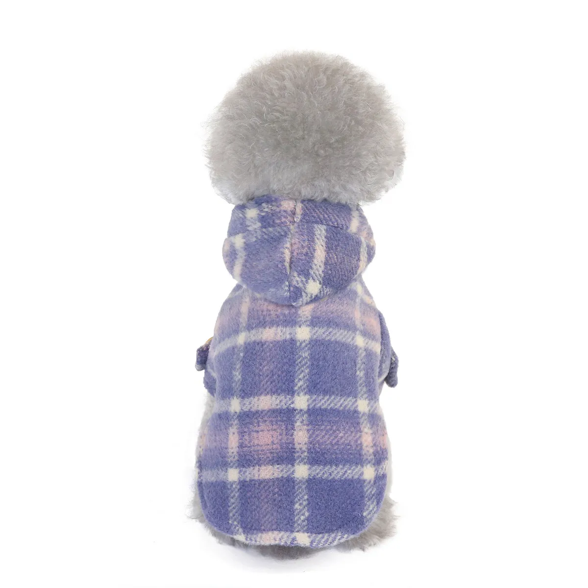 Elegant Plaid Trench Coat Winter Warm Pet Clothing