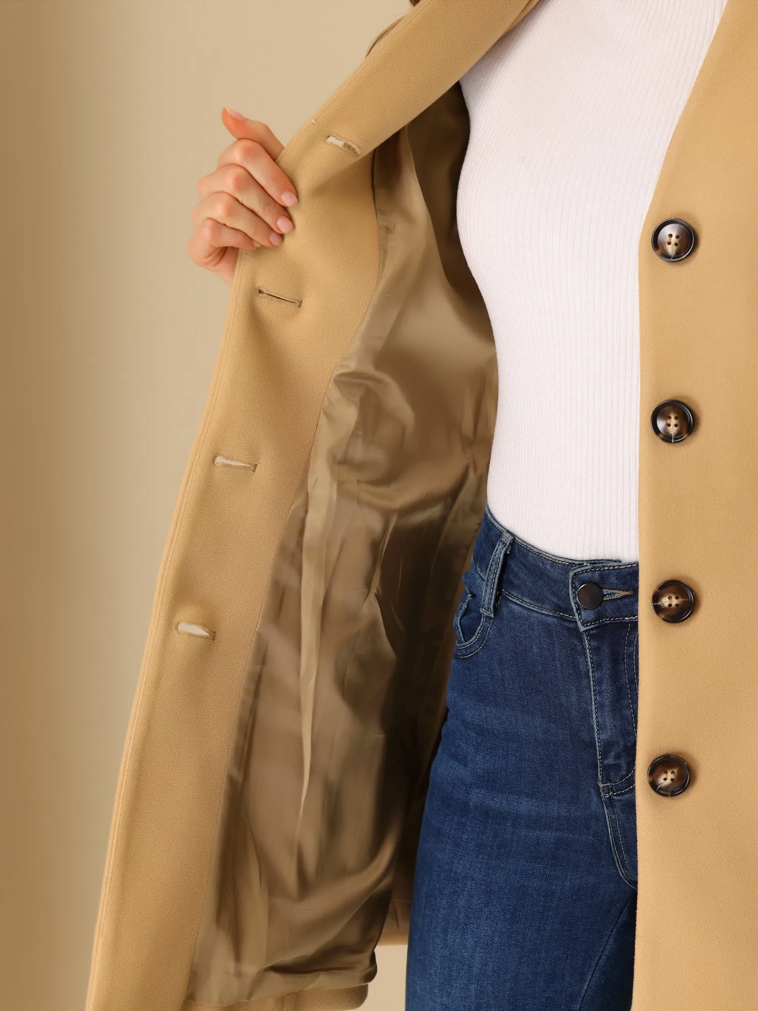 Elegant Winter Overcoat V Neck Single Breasted Long Coat