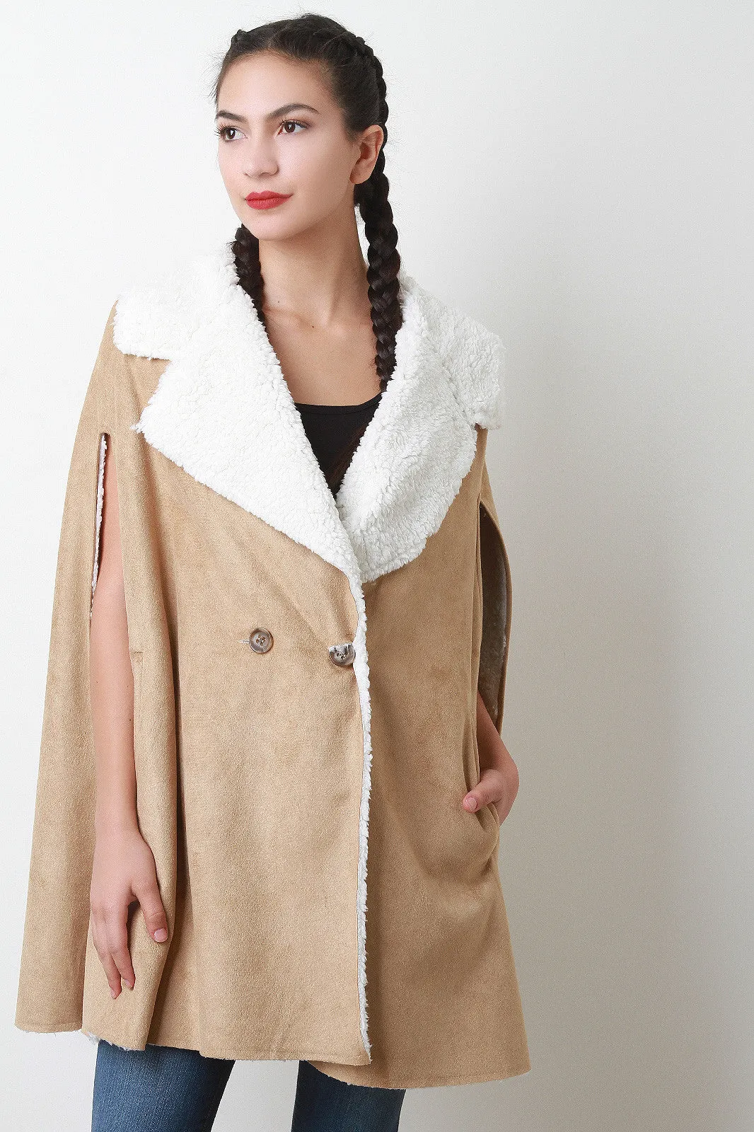 Faux Shearling Cape