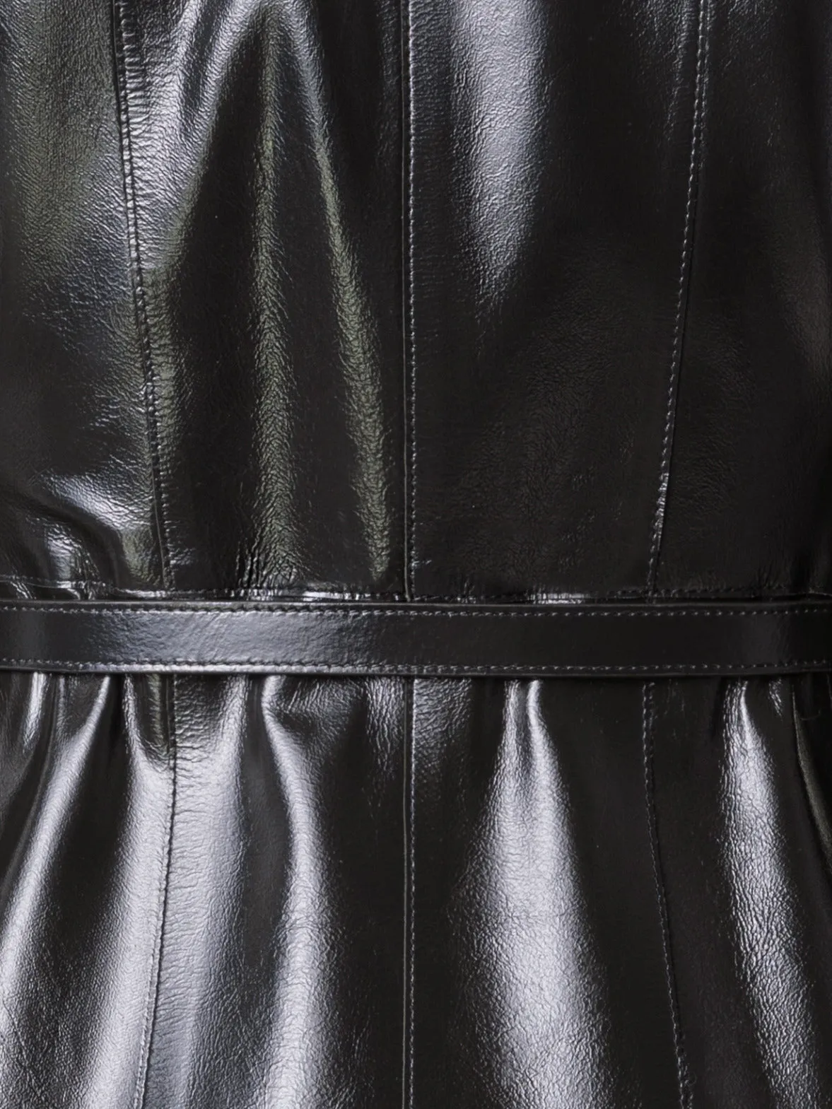 Fitted Leather Jacket with Belt in Lacquer Leather