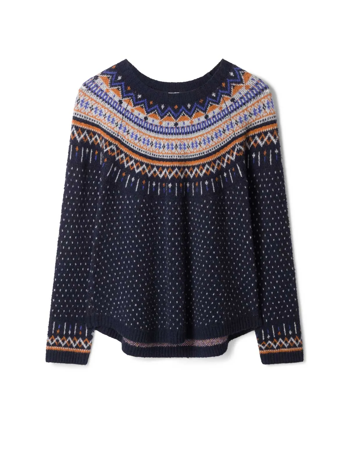 Freayer Organic Cotton Fluffy Fair Isle Jumper - Navy