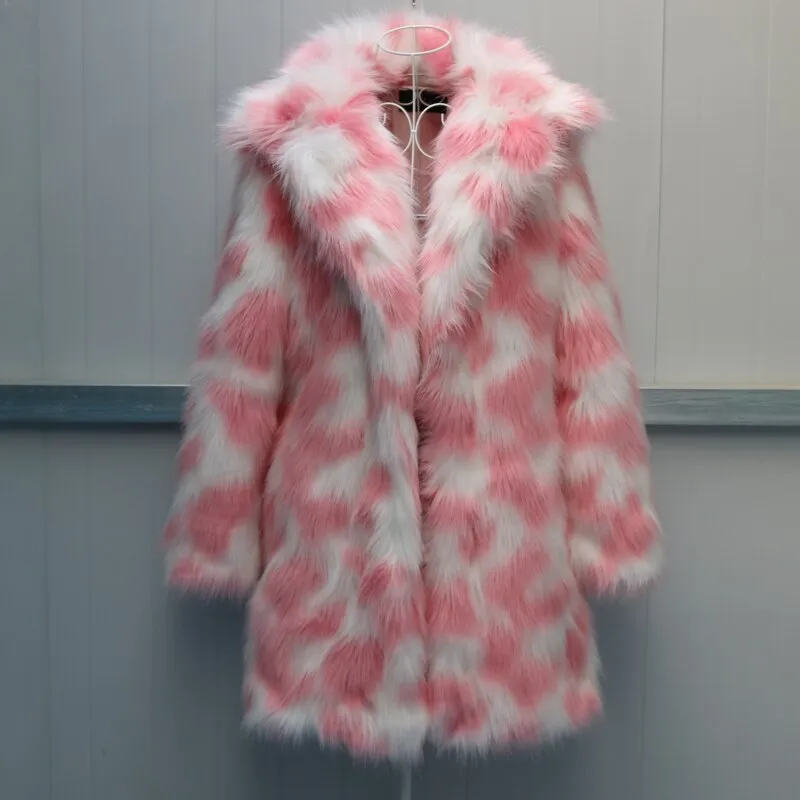 Full Size Faux Fox Fur  Mid Long Trench Coat