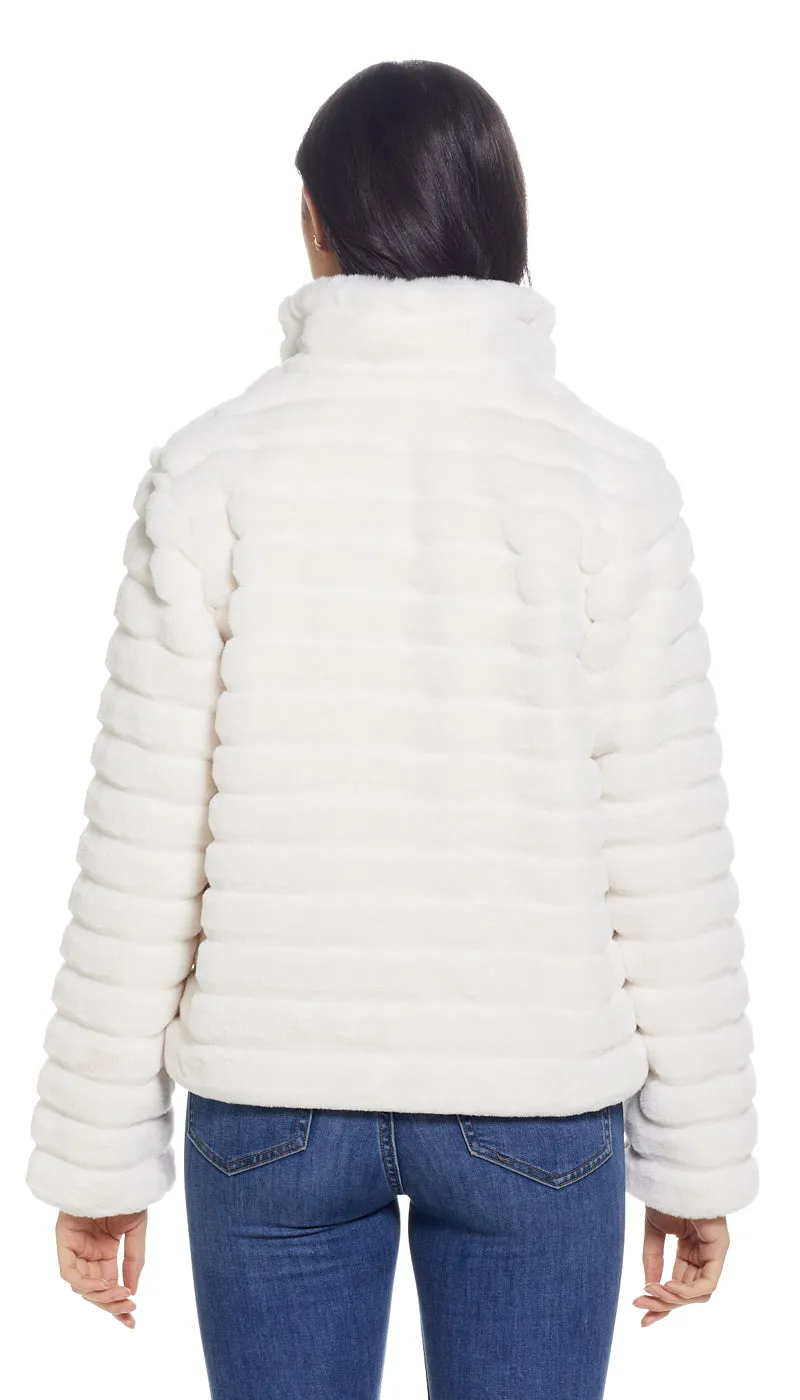 GROOVED FAUX FUR JACKET