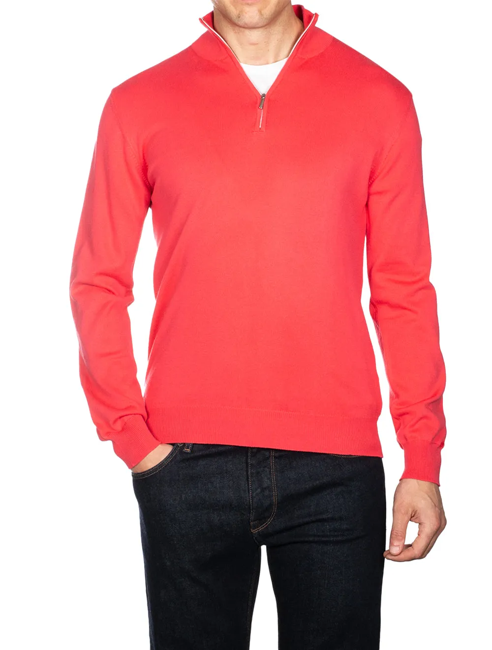 Half Zip Mock Neck Jumper Fuschia