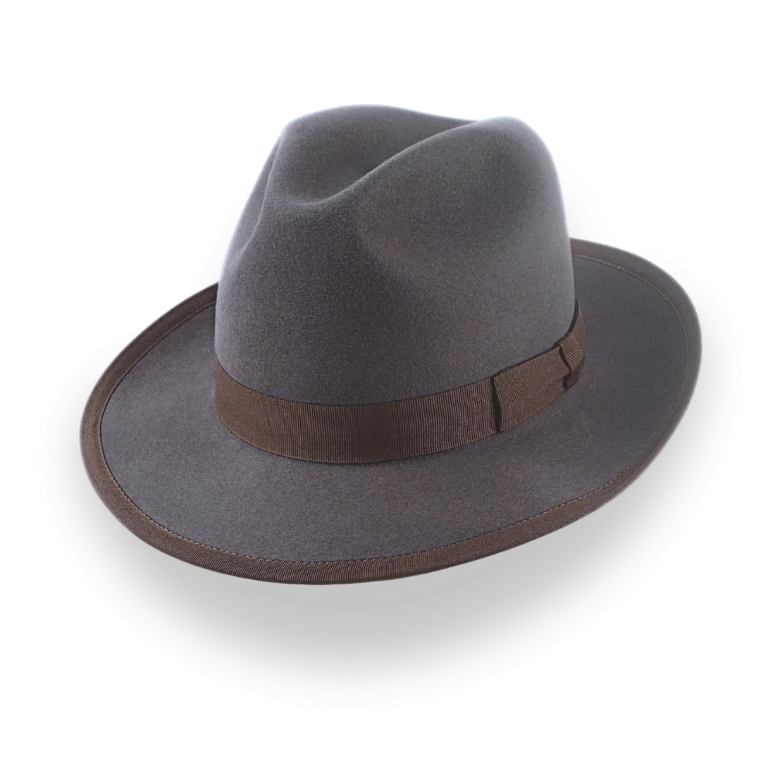 Handcrafted Classic Fedora in Caribou Grey Fur Felt | The Cavalieri