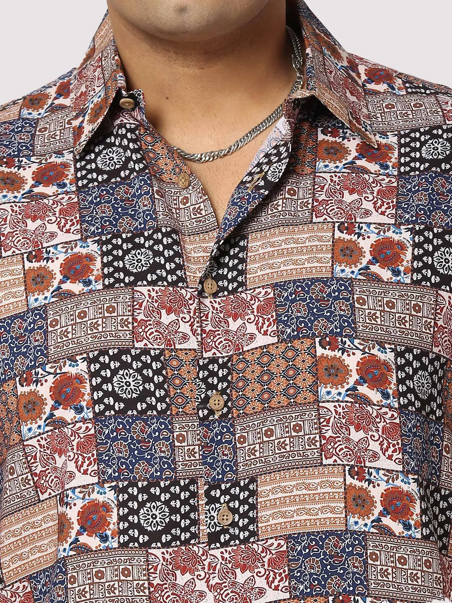 Harmony Digital Printed Half Shirt Men's Plus Size