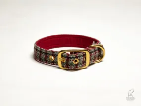 Harris Tweed Blue and Orange Multi Check Buckle Dog Collar