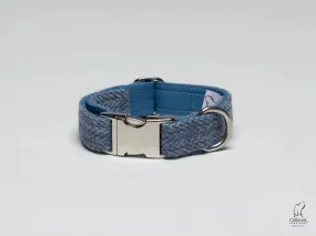 Harris Tweed Blue Herringbone Luxury Dog Collar