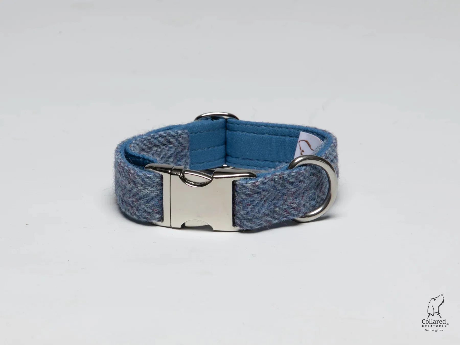 Harris Tweed Blue Herringbone Luxury Dog Collar