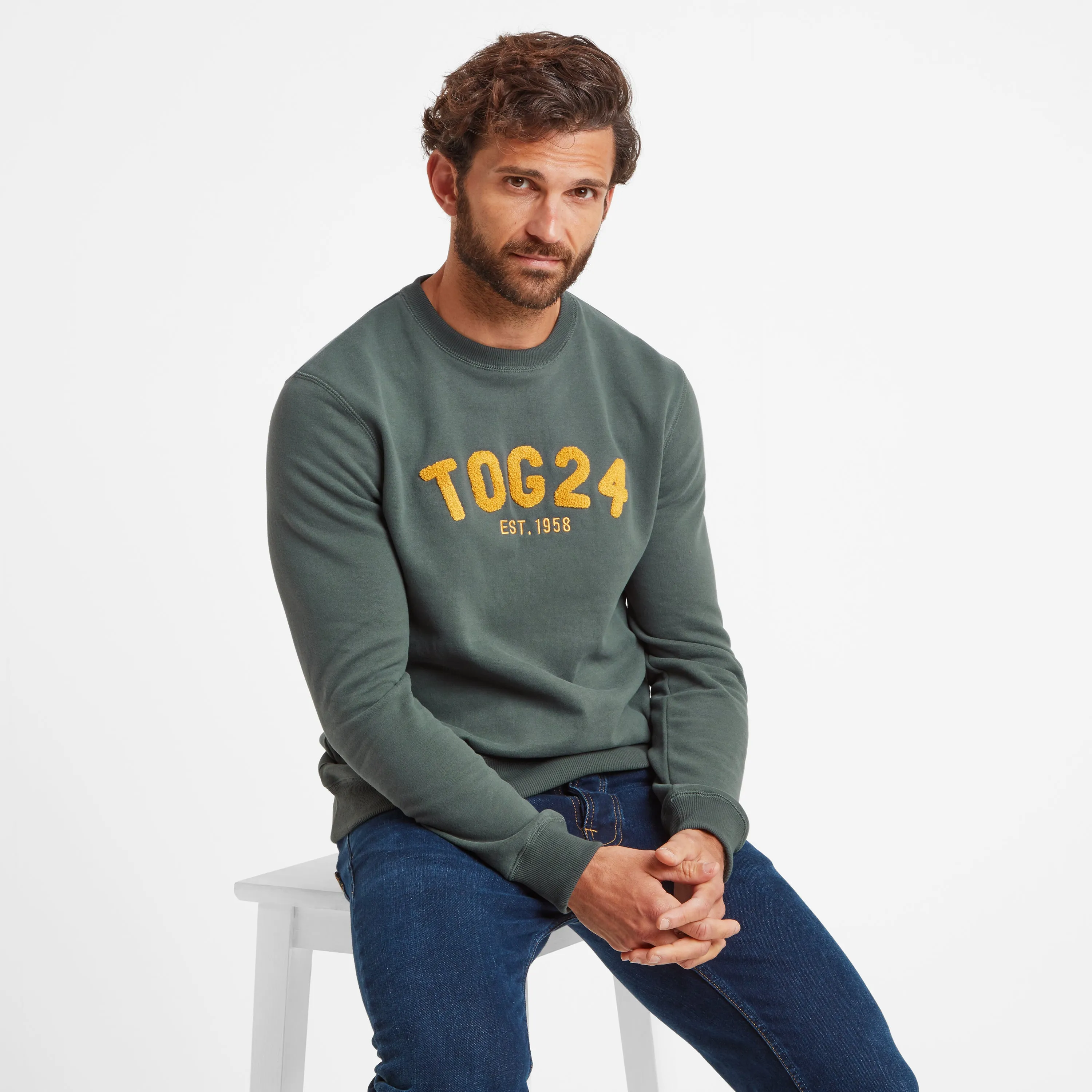 Hawnby Mens Sweat - Pine Green