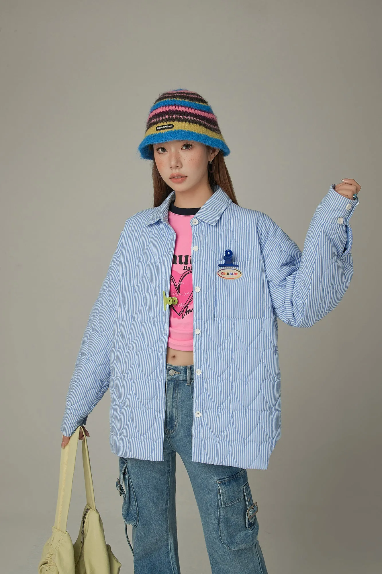 Heart Shirt Quilted Padded Shacket