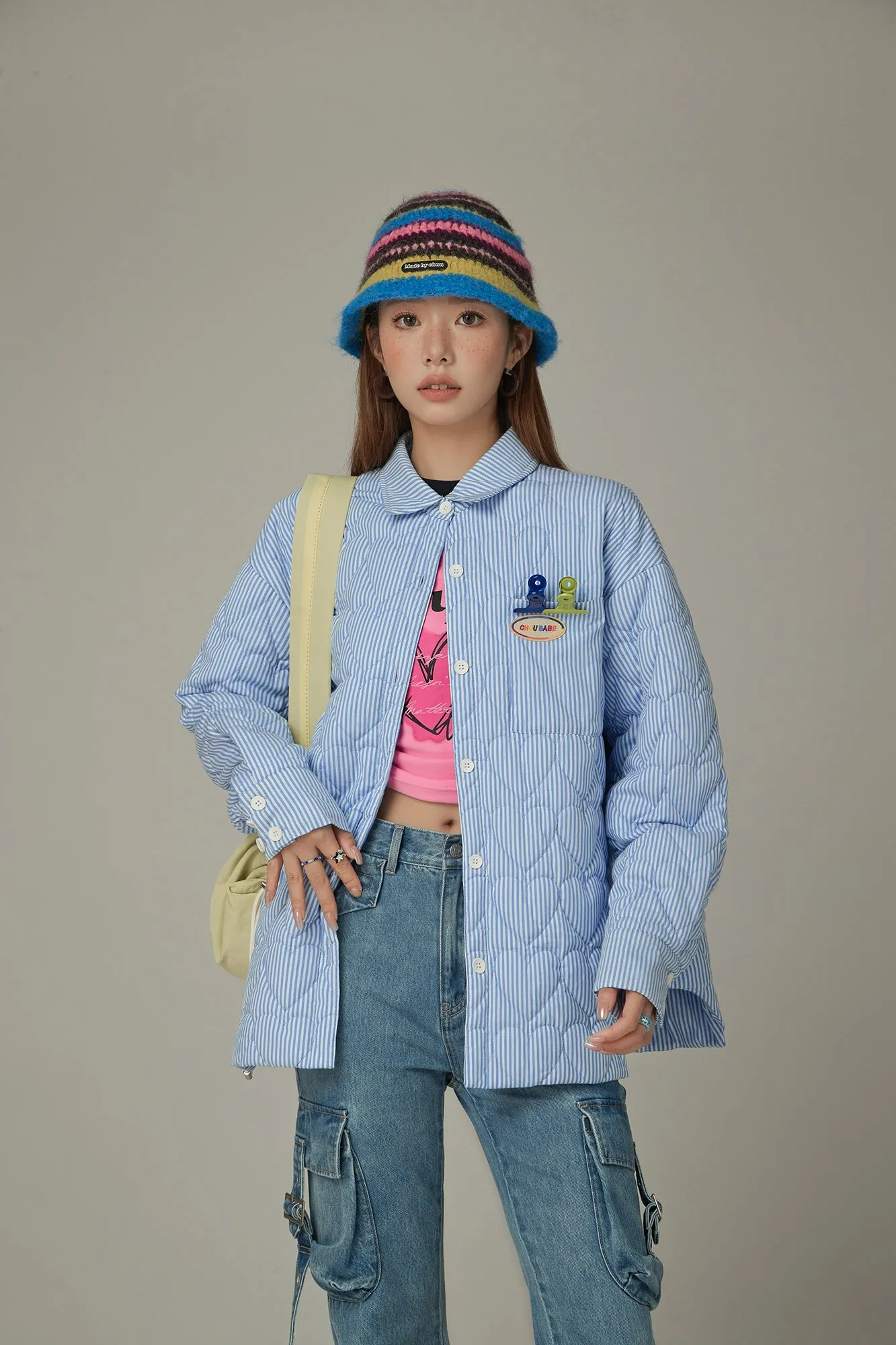 Heart Shirt Quilted Padded Shacket