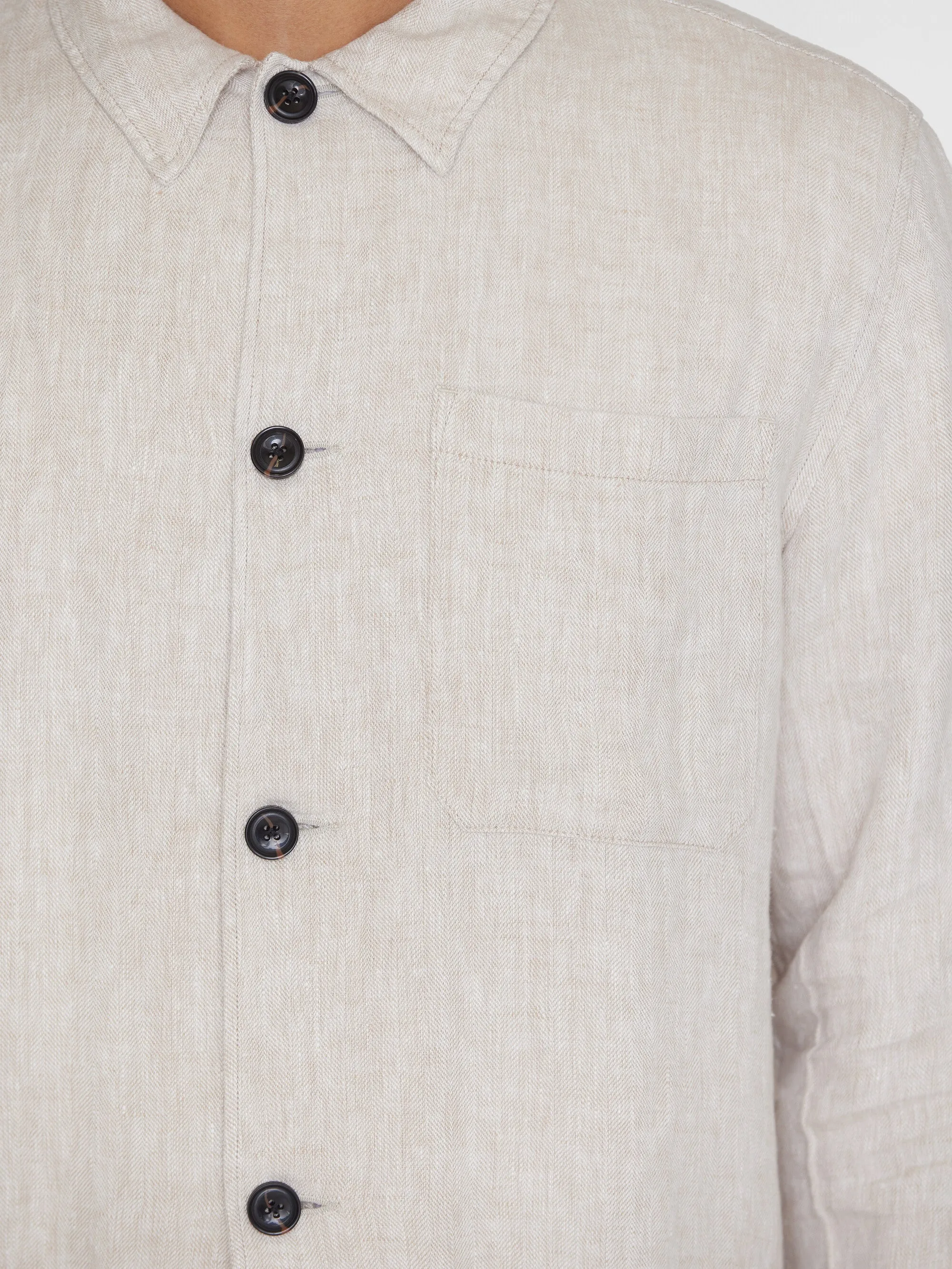 Herringbone linen overshirt - GOTS/Vegan - Light feather gray