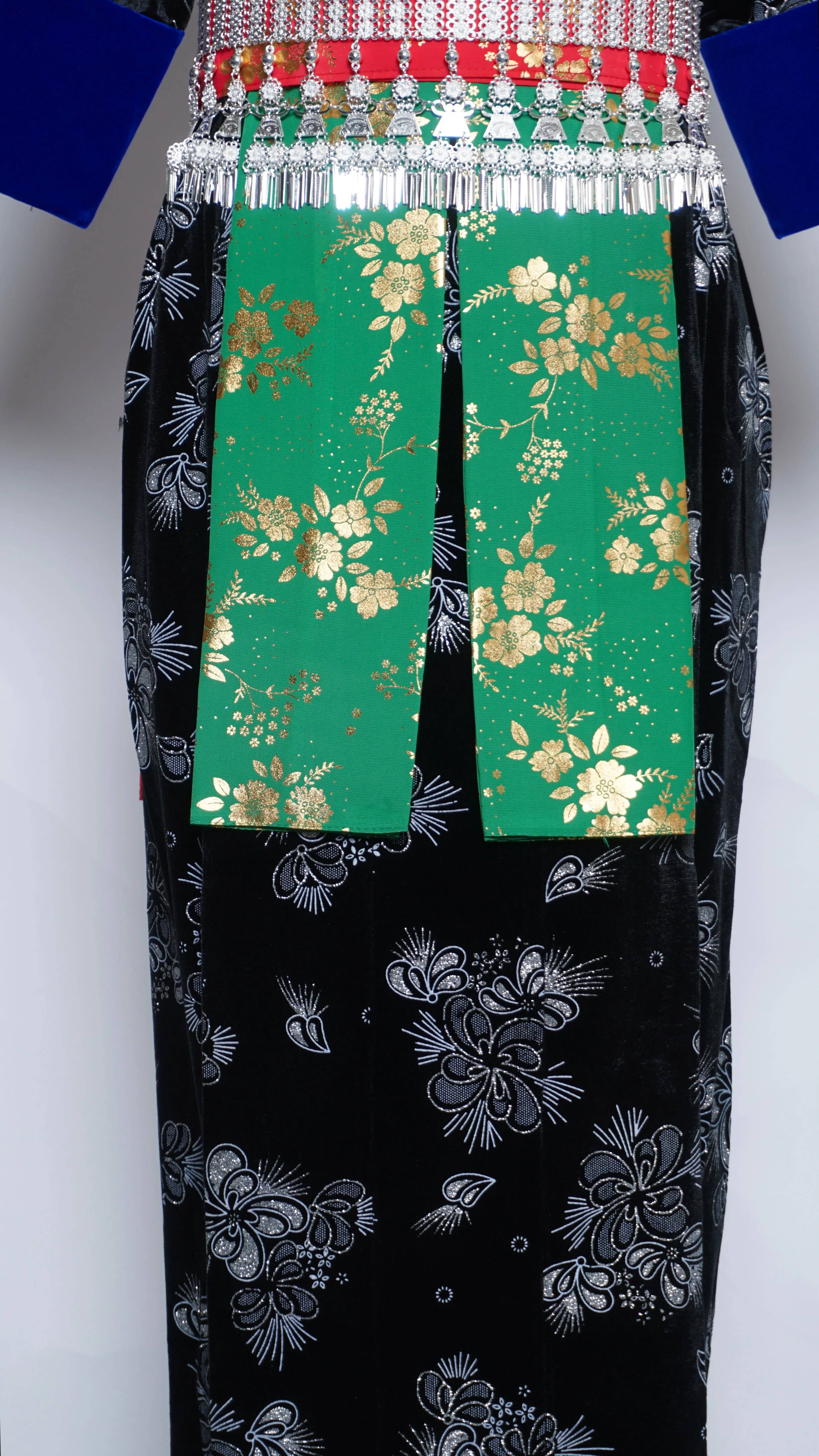 Hmong Xeev Silver Floral Velvet