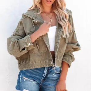 Hooded Washed Denim Jacket