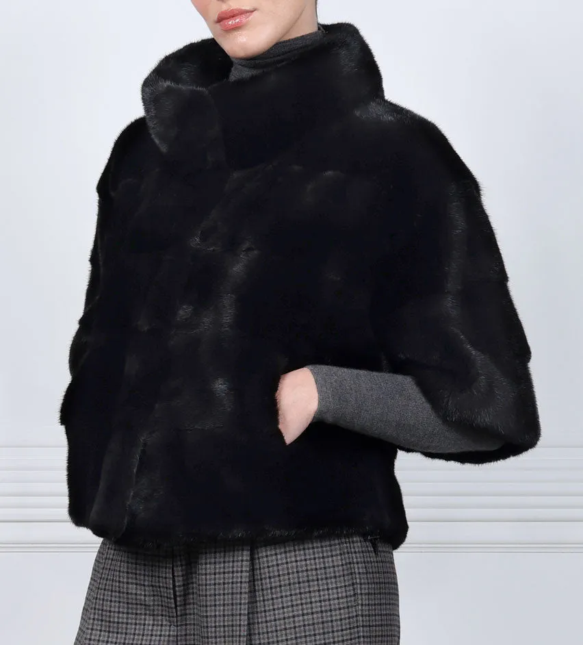 Horizontal Mink Fur Short Sleeved Jacket