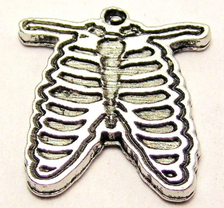 Human Ribcage With Collar Bones Genuine American Pewter Charm