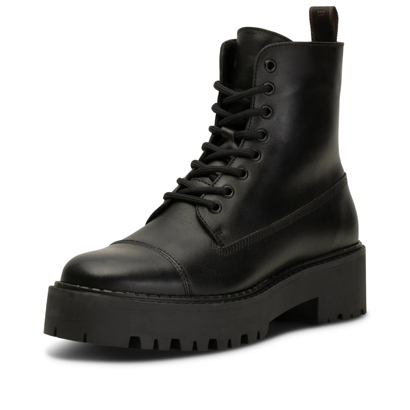 Ida Lace Up Boot Leather - BLACK