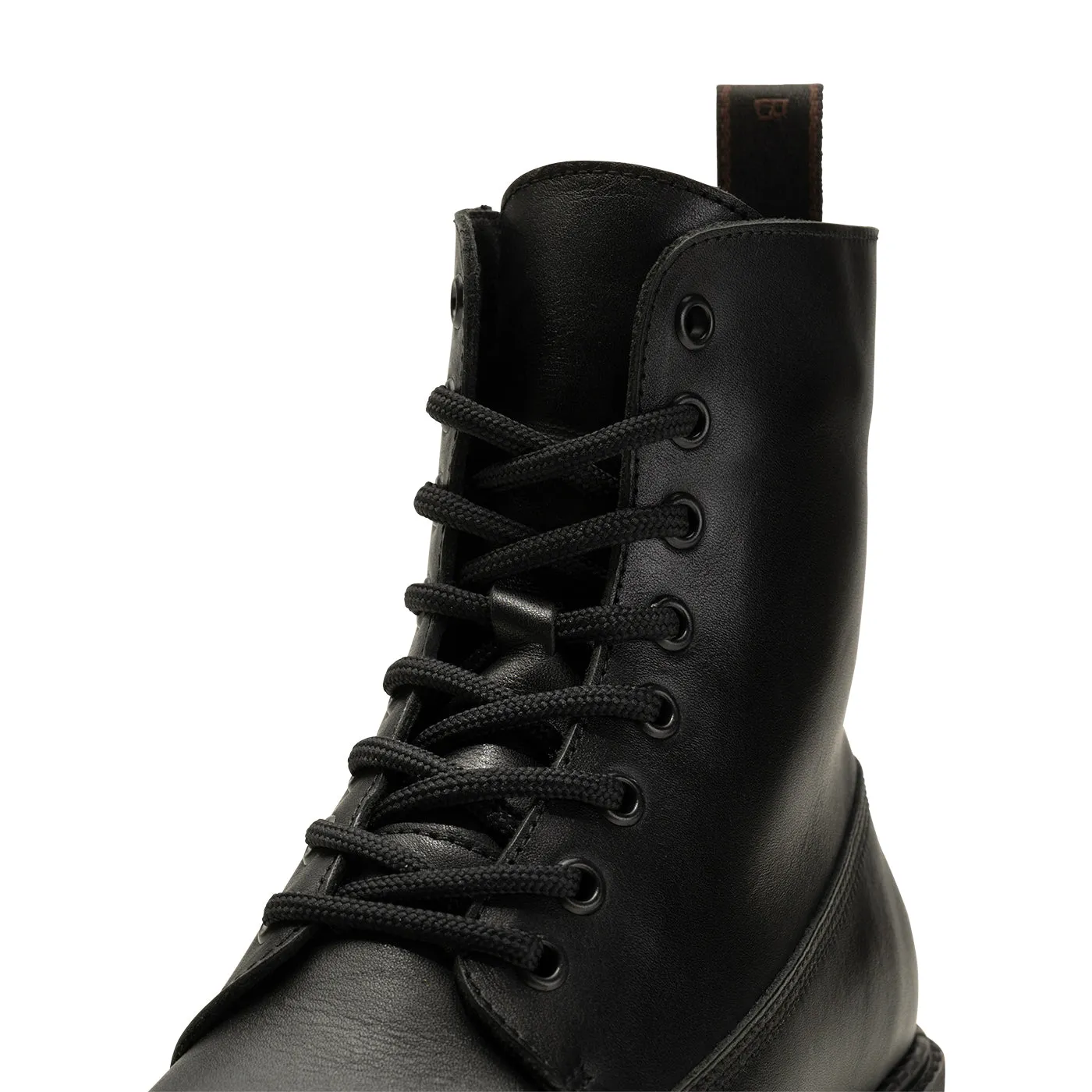 Ida Lace Up Boot Leather - BLACK