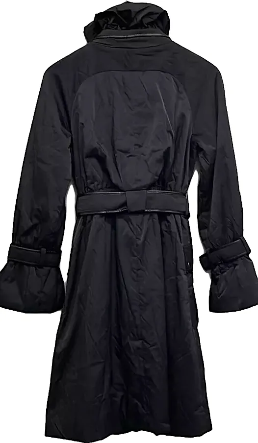 ISSEY MIYAKE JAPAN. EPOCA. Black Nyon Belted Trench Coat
