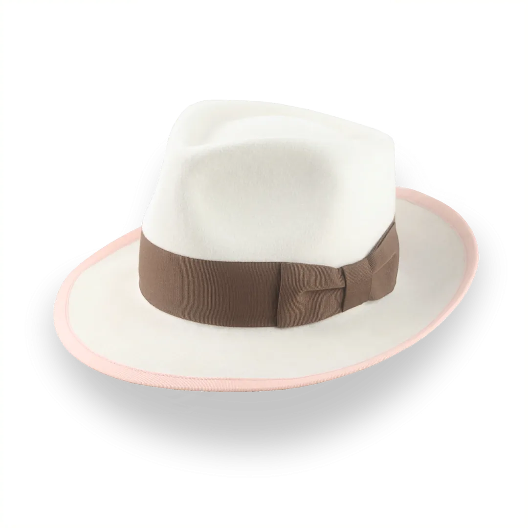 Ivory Teardrop Crown Fedora Hat in Plush Fur Felt | The Galante