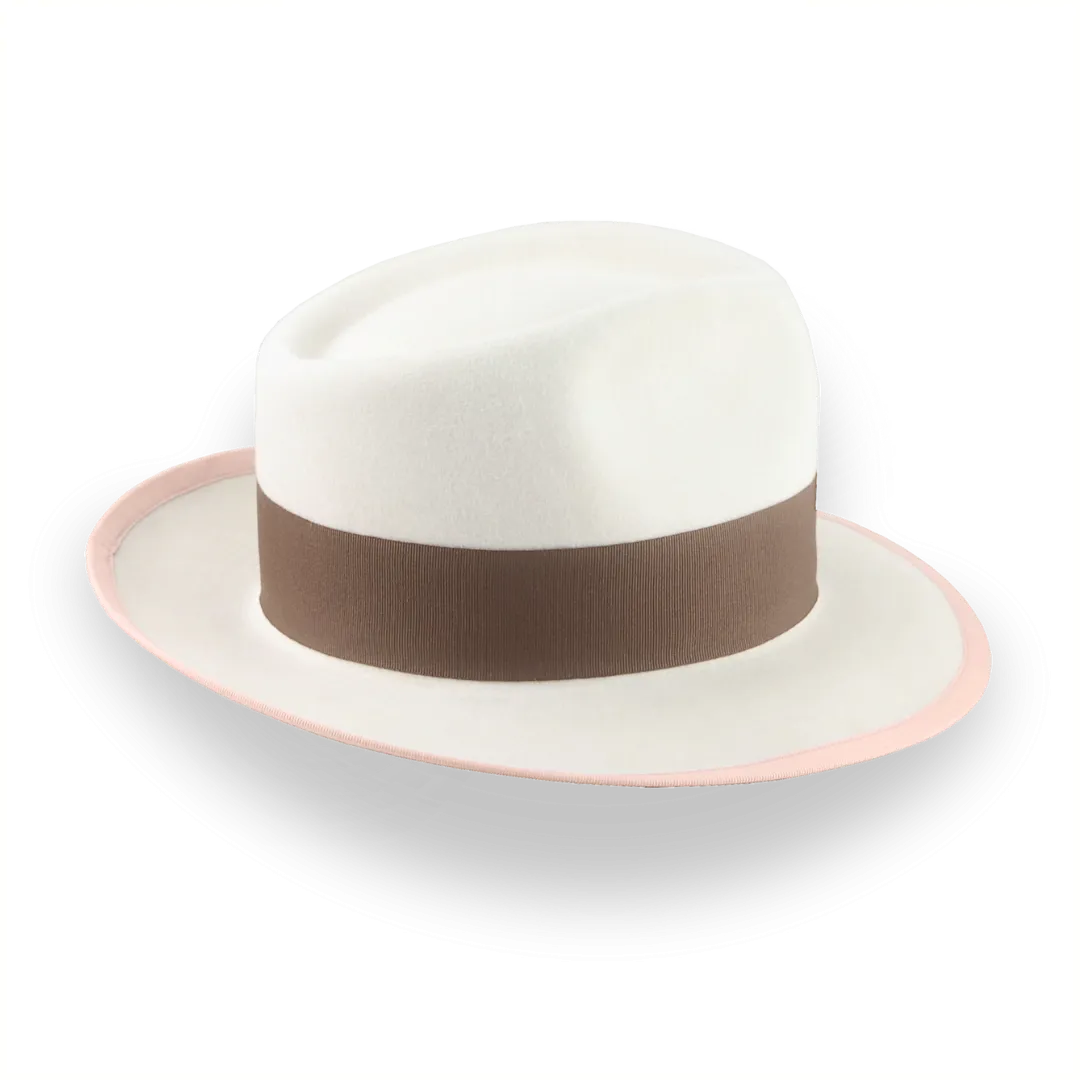 Ivory Teardrop Crown Fedora Hat in Plush Fur Felt | The Galante