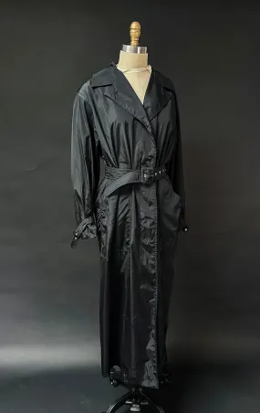 Jil Sander Black Nylon Light Weight Trench Coat Jacket (L)