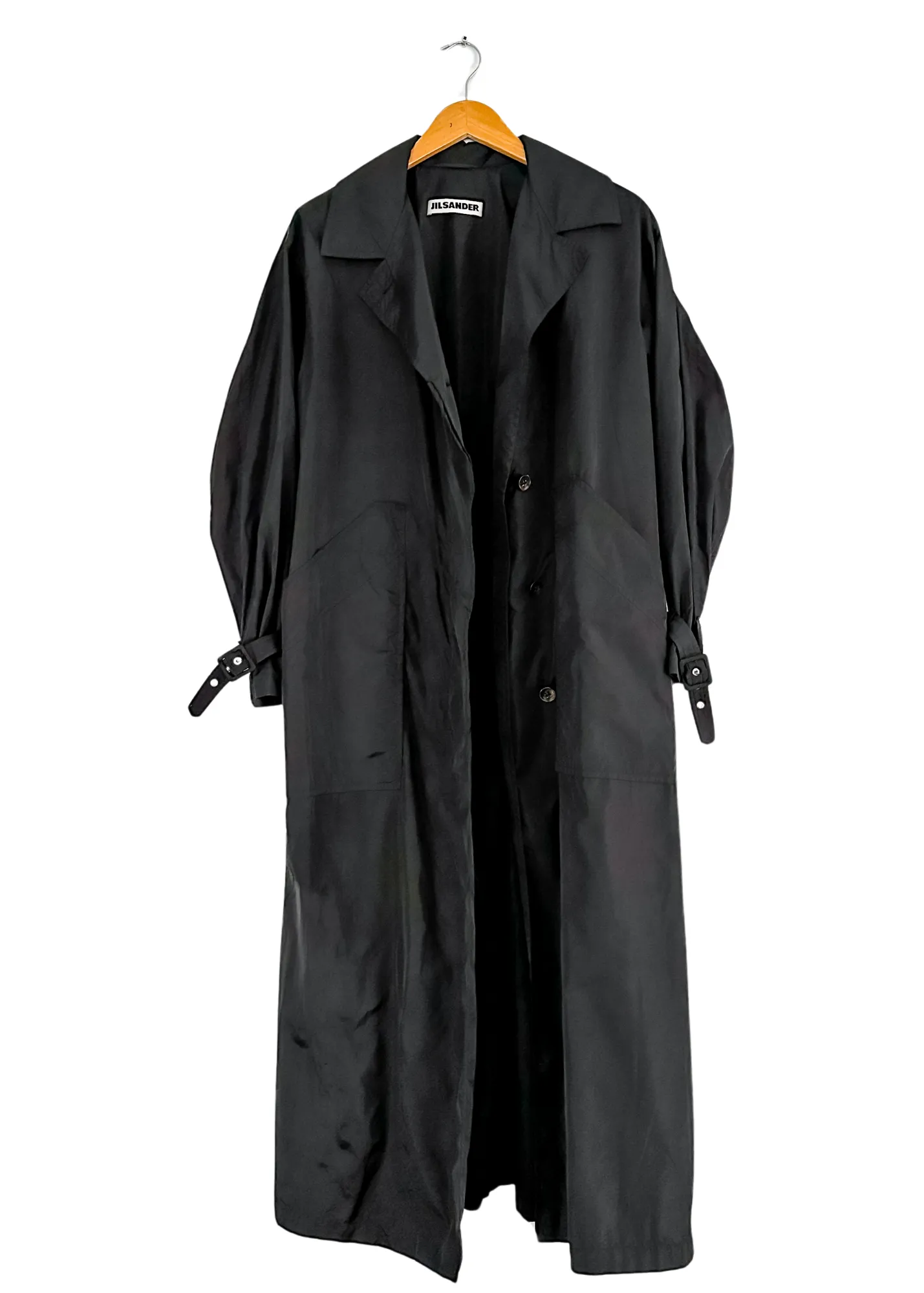 Jil Sander Black Nylon Light Weight Trench Coat Jacket (L)