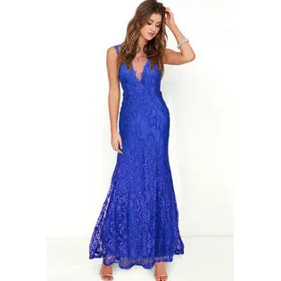 Ketty More Women Open Back V-Shape Sleeveless Lace Maxi Dress-KMWD446