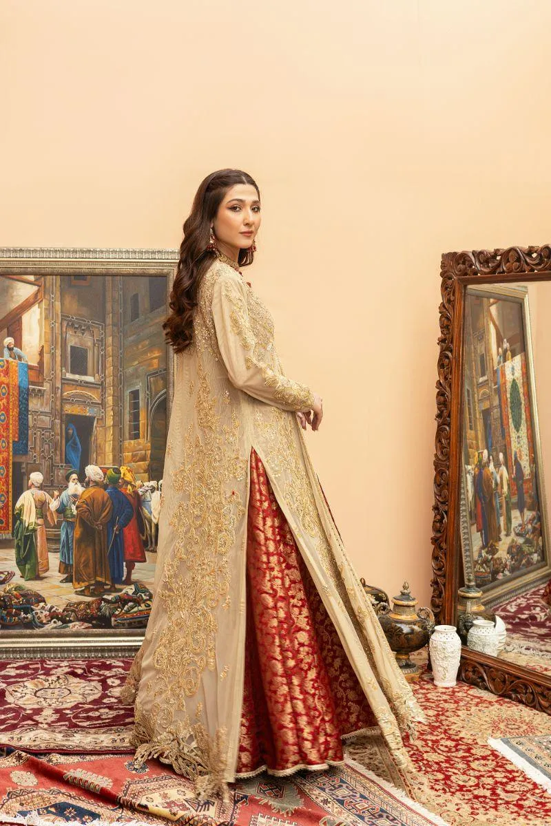 Khayal by Shaista Hasan - Golden Luxe Affair - Sili Net & Jamawar - 3 Piece