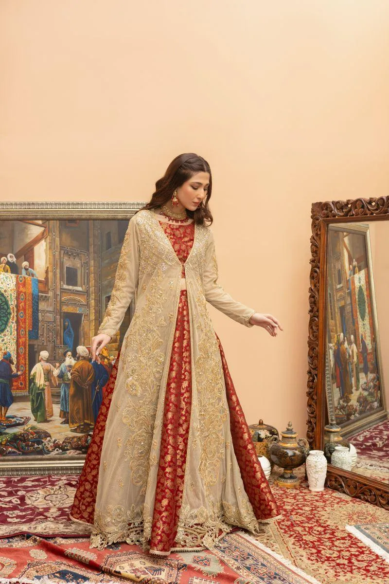 Khayal by Shaista Hasan - Golden Luxe Affair - Sili Net & Jamawar - 3 Piece