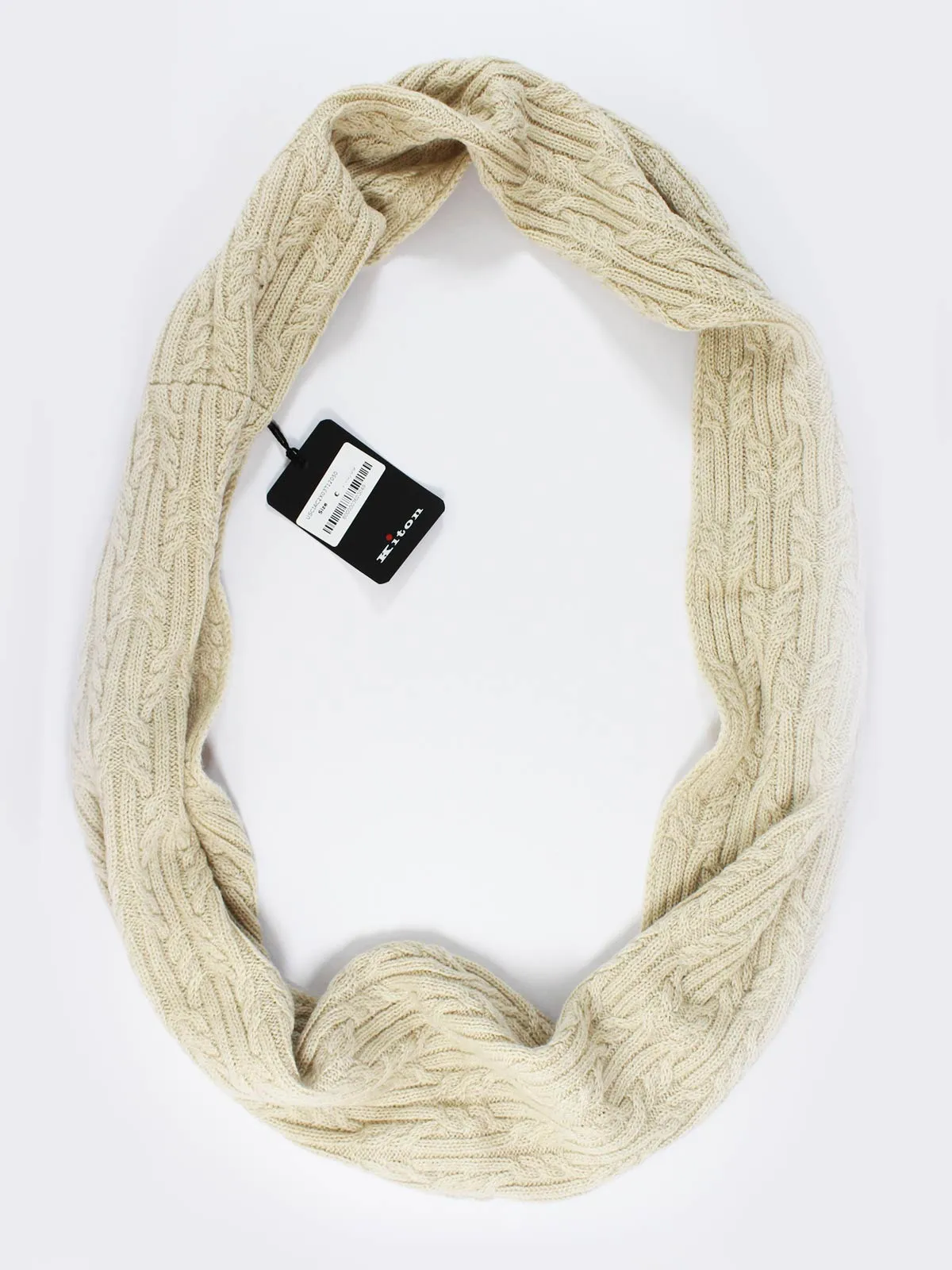 Kiton Cashmere Circle Scarf Beige - Knit Shawl SALE