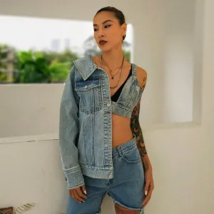 Ladies strapless denim jacket