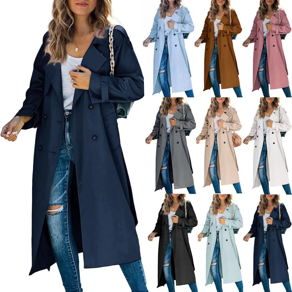 Lanfubeisi women’s fall outfits Women's Winter and Autumn Trench Coat Coat Women's