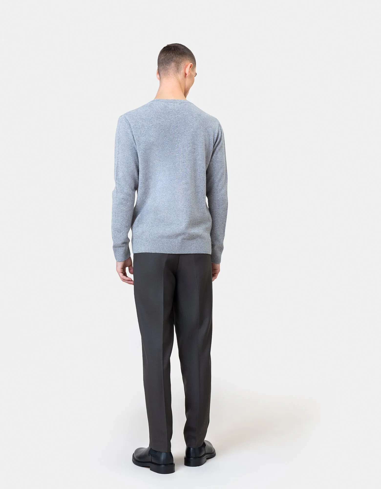 Light Merino Wool Crew - Coffee Brown