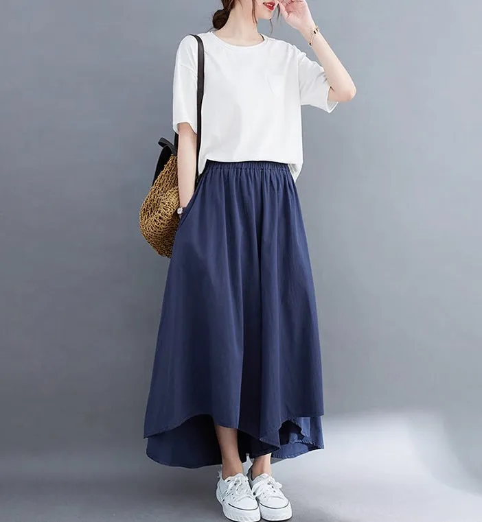 Linen pants/Cropped pants/Women linen skirt pants/Wide leg pants/cotton skirt pants/black pants/high waist pants/elastic waist Pants P0019