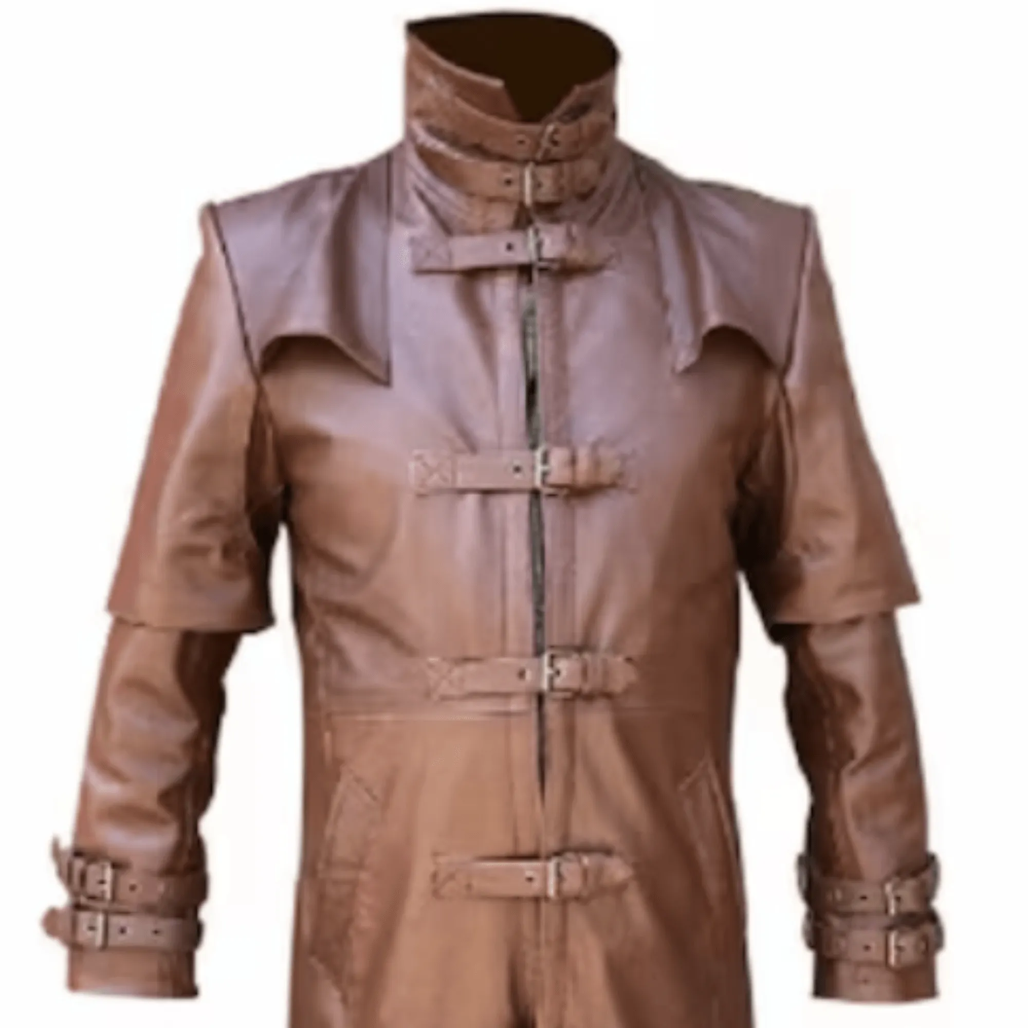 Long Brown Leather Coat