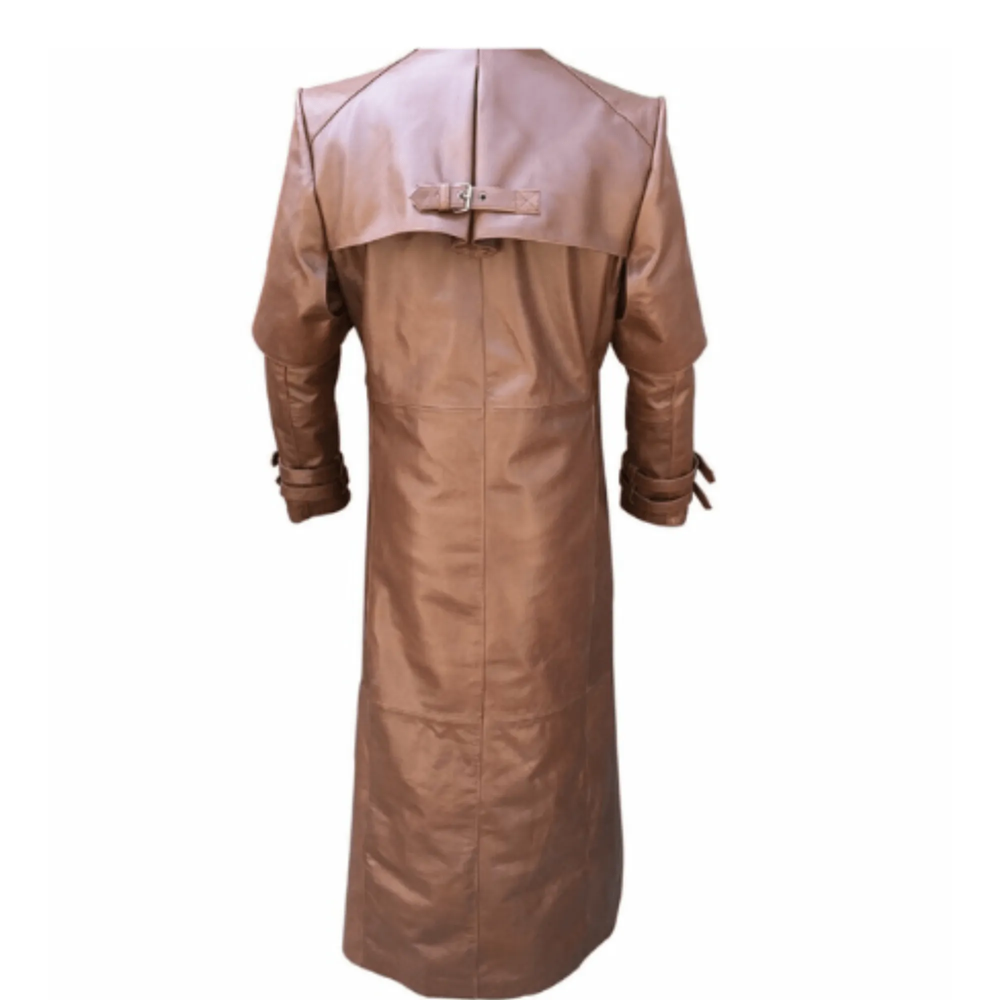 Long Brown Leather Coat