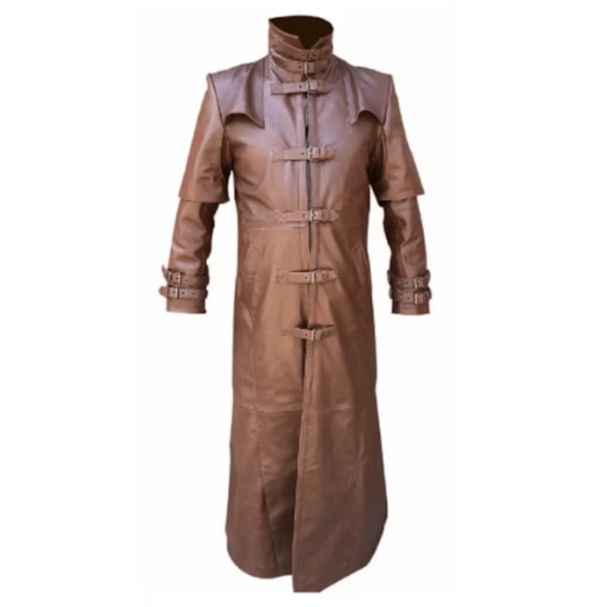 Long Brown Leather Coat