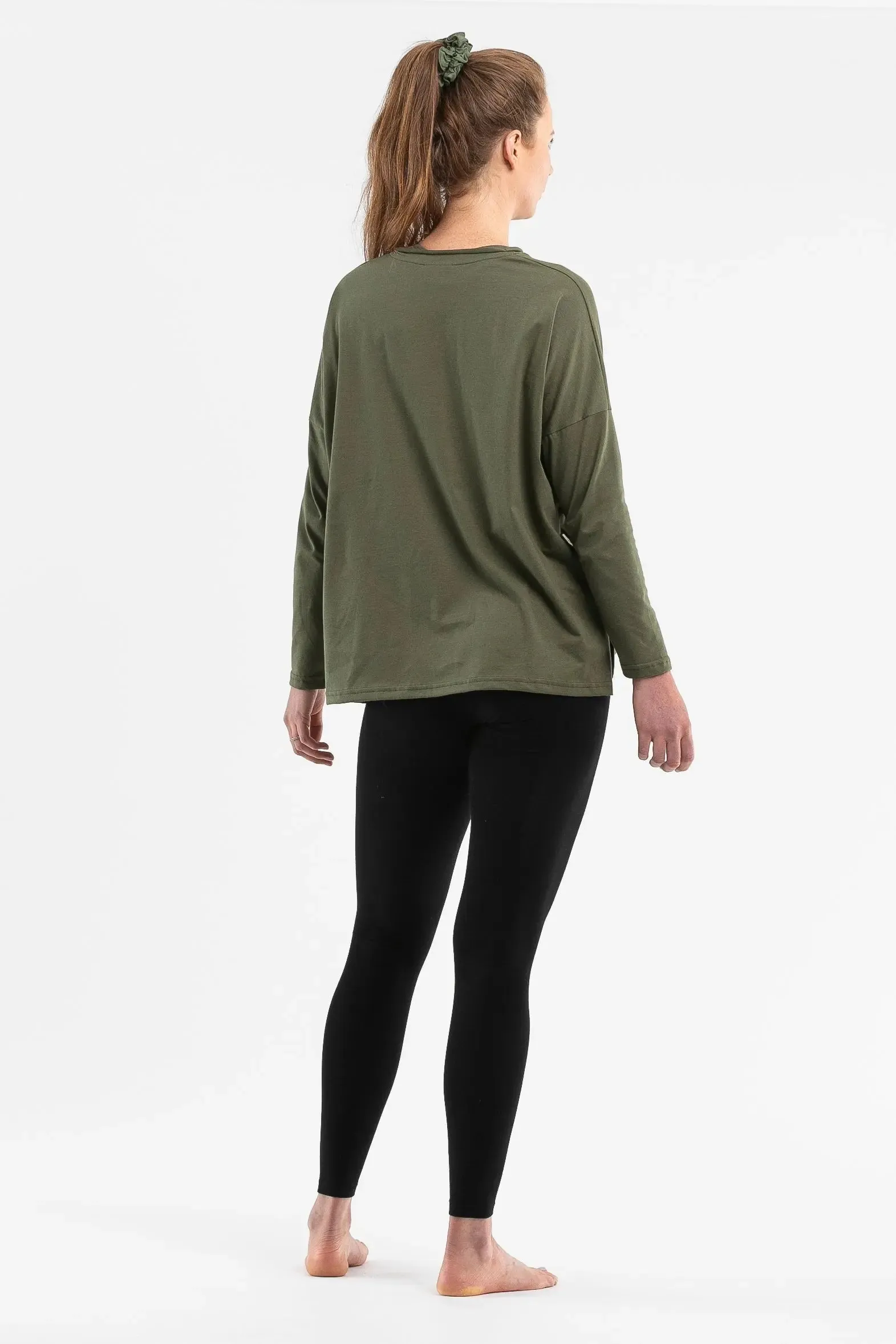 Luna Long Organic Sleeve Shirt | Khaki