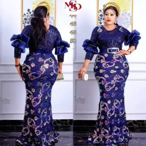 Luxurious Sequin Mermaid Gown: Plus Size African Women's Evening Dress for Wedding Parties