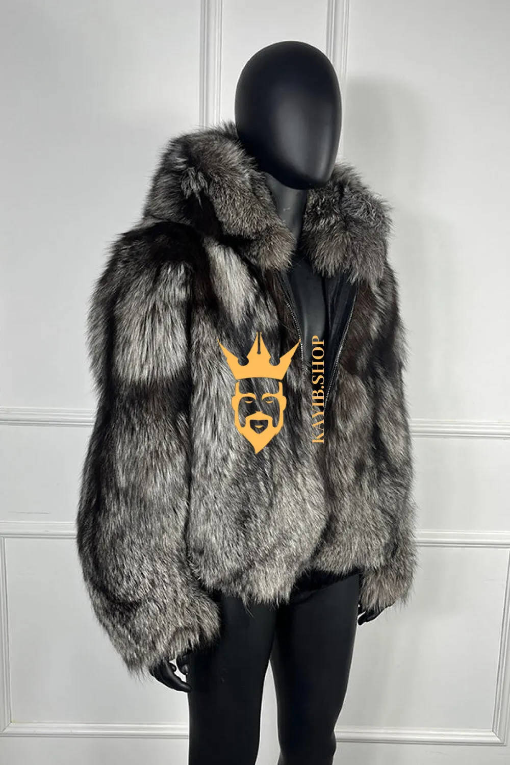 Luxury Handmade Premium fox fur & wool Real Fur Coats with Rex Rabbit Fur