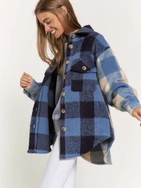 Make a Plaid Statement Front Pocket Button Up Shacket