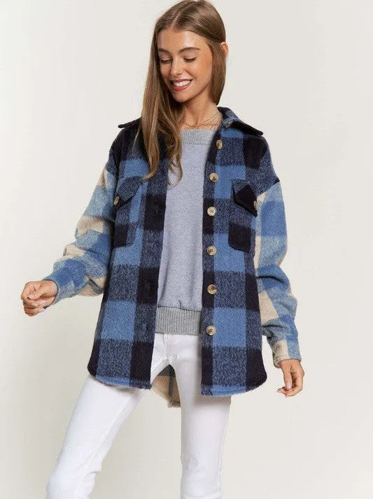 Make a Plaid Statement Front Pocket Button Up Shacket