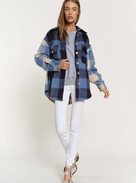 Make a Plaid Statement Front Pocket Button Up Shacket