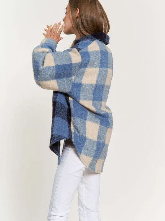 Make a Plaid Statement Front Pocket Button Up Shacket