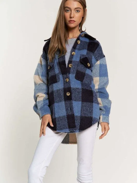 Make a Plaid Statement Front Pocket Button Up Shacket