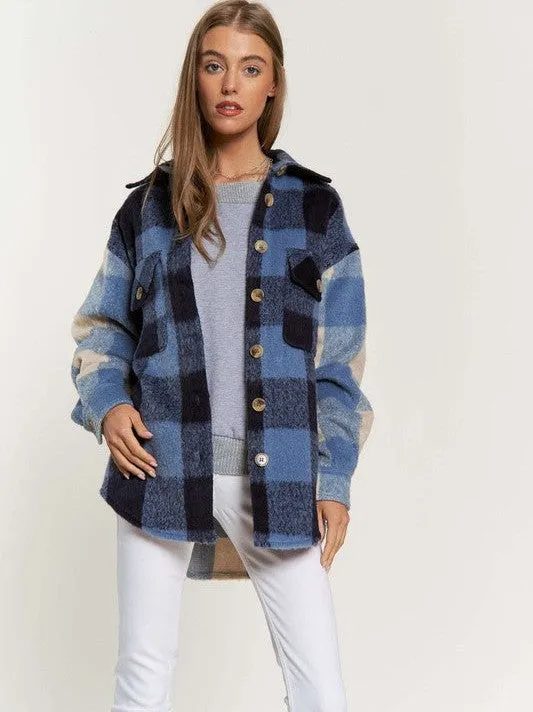 Make a Plaid Statement Front Pocket Button Up Shacket