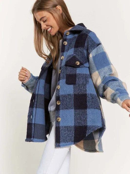 Make a Plaid Statement Front Pocket Button Up Shacket