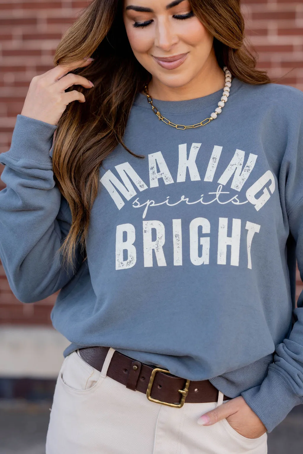 Making Spirits Bright Festive Graphic Crewneck